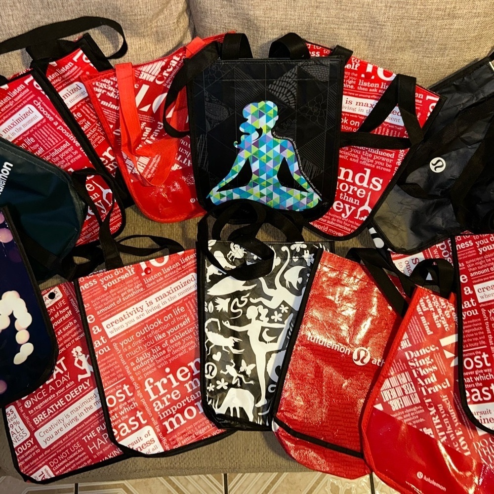 Lululemon reusable bags $8 dollars each or $5 dollars if u buy more then 3 bags